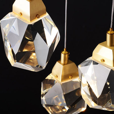Modern Diamond Cut Crystal Chandelier - Gold