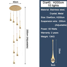 Spumante Crystal Chandelier and Pendants