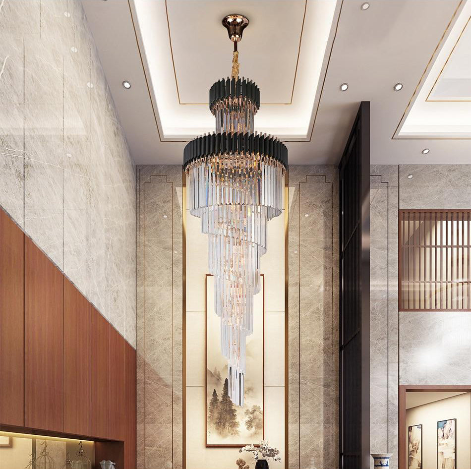 Black and Crystal Foyer Chandelier | Jade Connor Design Store