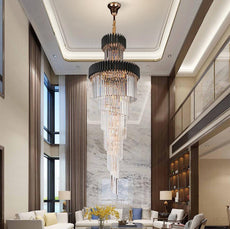 Black and Crystal Foyer Chandelier