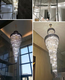Black and Crystal Foyer Chandelier