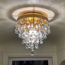 Flush Mount Crystal Drop Chandelier