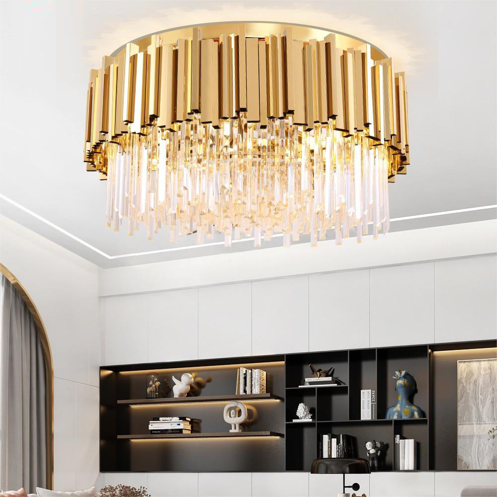 Gold and Crystal Flush Mount | Jade Connor Design Store