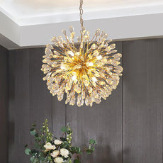 Gold and Crystal Petals Chandelier