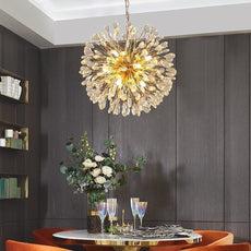 Gold and Crystal Petals Chandelier