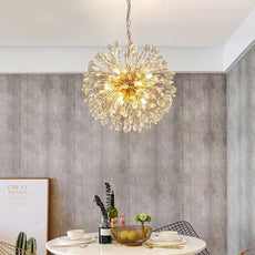 Gold and Crystal Petals Chandelier