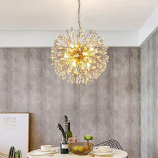 Gold and Crystal Petals Chandelier