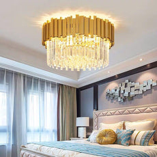 Gold and Crystal Flush Mount