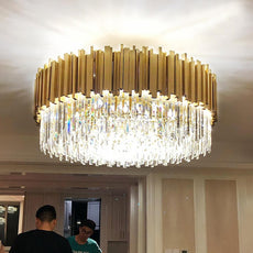 Gold and Crystal Flush Mount