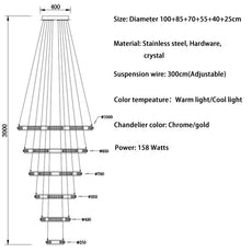 Crystal Rings Chandelier and Pendants