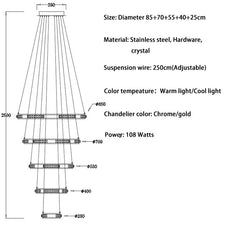 Crystal Rings Chandelier and Pendants