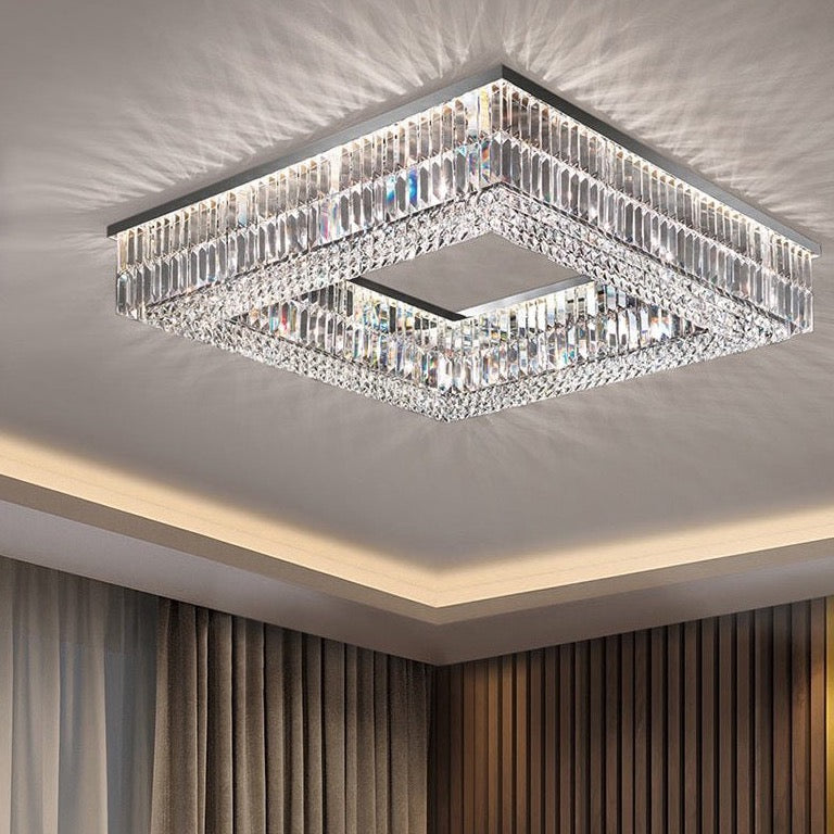 Modern Crystal Flush Mount in Chrome or Gold | Jade Connor Design Store