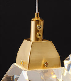 Modern Diamond Cut Crystal Chandelier - Gold