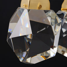 Modern Diamond Cut Crystal Chandelier - Gold