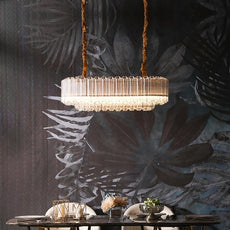 Rose Gold and Glass Chandelier