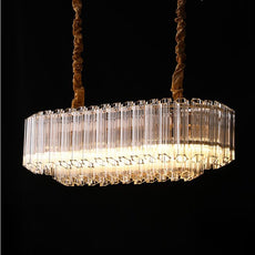 Rose Gold and Glass Chandelier
