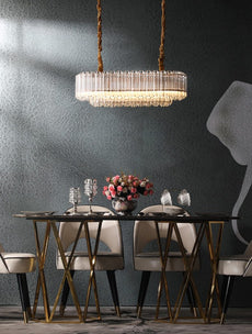 Rose Gold and Glass Chandelier