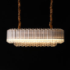 Rose Gold and Glass Chandelier