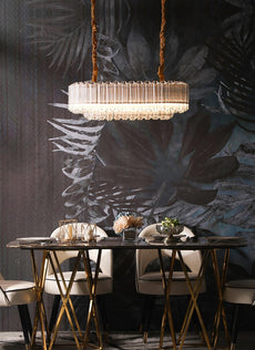 Rose Gold and Glass Chandelier