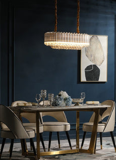 Rose Gold and Glass Chandelier