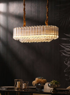 Rose Gold and Glass Chandelier
