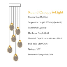 Staircase Crystal Disc Chandelier