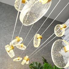 Staircase Crystal Disc Chandelier