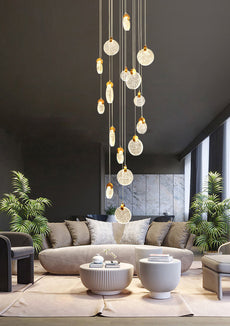 Staircase Crystal Disc Chandelier