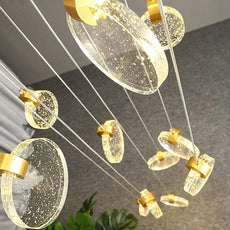 Staircase Crystal Disc Chandelier