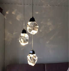 Modern Diamond Cut Crystal Chandelier - Gold