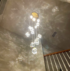 Modern Diamond Cut Crystal Chandelier - Gold