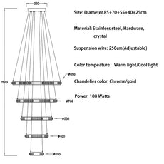 Crystal Rings Chandelier and Pendants