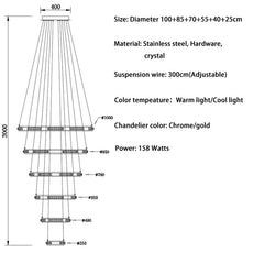 Crystal Rings Chandelier and Pendants