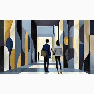 Abstract Couple in Hallway - Fine Art Giclee Print