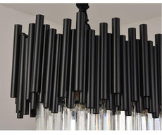 Black and Crystal Chandelier - Oval/Linear