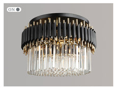 Black and Crystal Flush Mount Ceiling Lamp