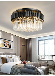 Black and Crystal Flush Mount Ceiling Lamp