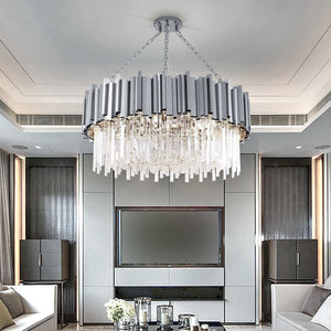 Chrome and Crystal Chandelier
