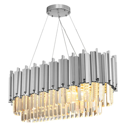 Chrome and Crystal Chandelier - Oval/Linear
