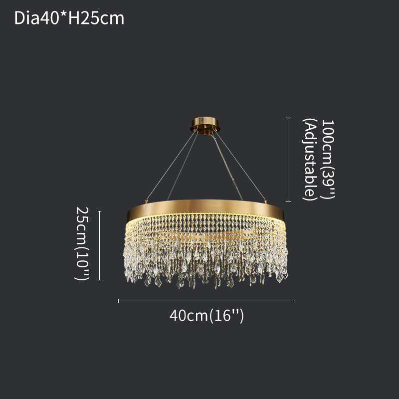 Crystal Shower Chandelier - Round