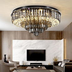 Fire and Ice Crystal Flush Mount Chandelier