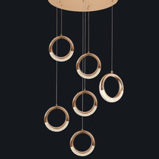 Gold and Acrylic Rings Chandelier and Pendants
