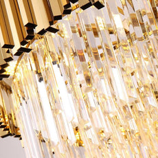 Lámpara de araña de vestíbulo de doble volumen de oro y cristal - Nivel único