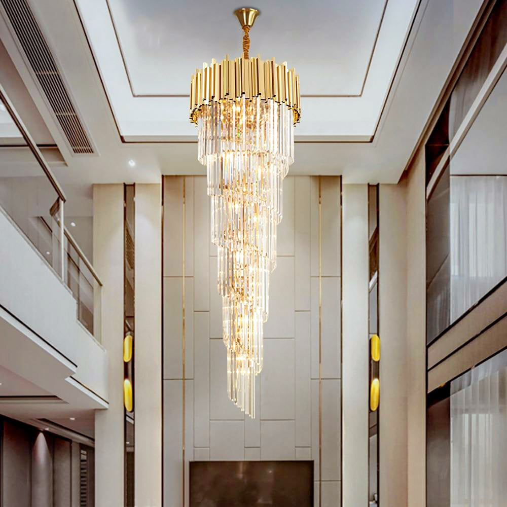 Long Large Crystal Foyer Chandelier Entry Foyer Chandelier