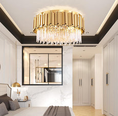 Gold and Crystal Flush Mount