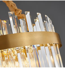 Gold and Crystal Oval Semi Flush Mount