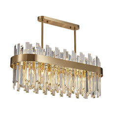 Gold and Crystal Oval Semi Flush Mount