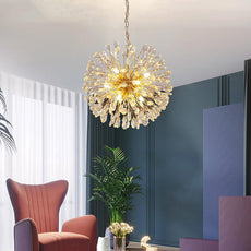 Gold and Crystal Petals Chandelier