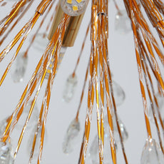 Lámpara de araña de pétalos de oro y cristal