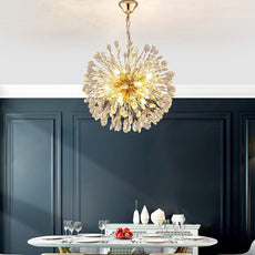 Gold and Crystal Petals Chandelier